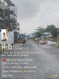 Bán đất 5m x 17m shr,đường nhựa 13m cách bùi thị Lùng 70m thới tam thôn,hóc môn