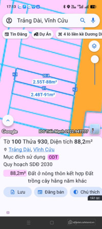 Bán đất  sổ riêng trảng dài thổ cư 100%