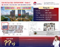 Eaton Park - Bán Căn Góc 3PN + slot đậu xe oto định danh - view sông Đông Nam