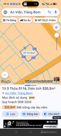 CƠ HỘI VÀNG TẠI AN VIỄN - TRẢNG BOM, SÁT VÁCH KCN GIANG ĐIỀN - 1530m2
