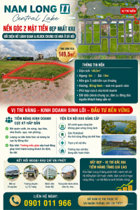 Nền góc 2 mặt tiền vị trí vàng Nam Long II Central lake
