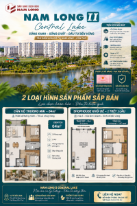 CHỈ TỪ 1,7 TỶ – SỞ HỮU KHÔNG GIAN SỐNG TẠI NAM LONG II CENTRAL LAKE, CẦN THƠ