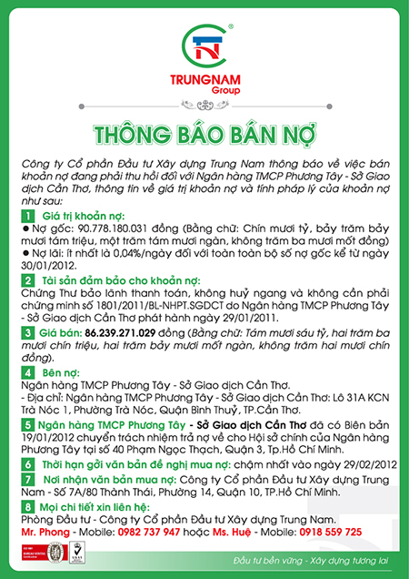 Đại gia bất động sản Trung Nam Group: Bán khống cổ phiếu rồi bán khống nợ? 