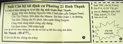 Bát nháo mua bán suất tái định cư