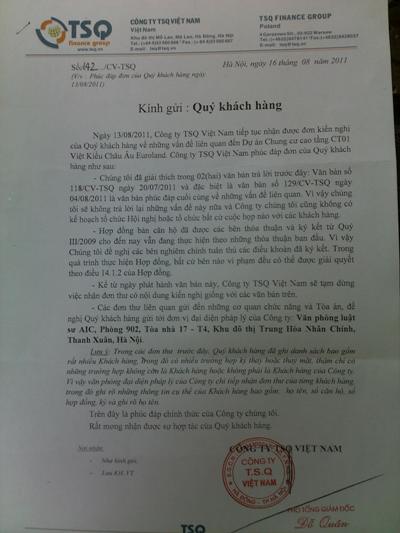 Chủ đầu tư Euroland cử luật sư xin lỗi khách hàng