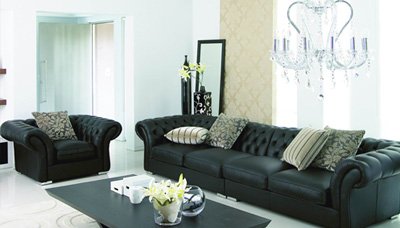 Kết hợp sofa đen, trắng cho phòng khách. 