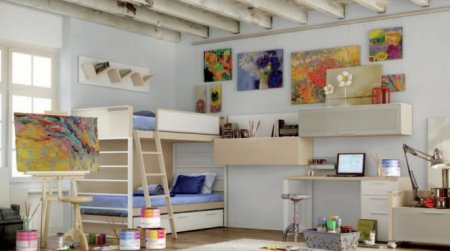 Phòng ngủ dành cho niềm đam mê nghệ thuật của trẻ