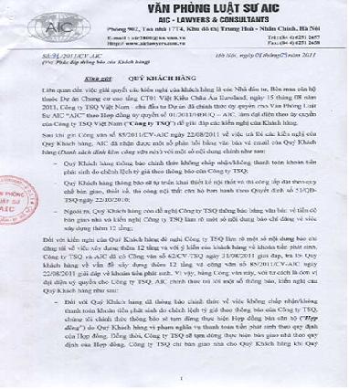 Công văn có nội dung thông báo tạm dừng hợp đồng bán căn hộ và tạm dừng bàn giao nhà theo quy định của hợp đồng của AIC gửi khách hàng.