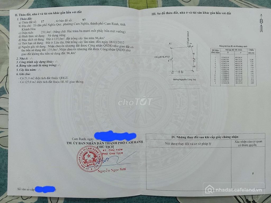 Bán đất thổ cư: Đất chính chủ p Cam Nghĩa, Cam Ranh, bán hoặc cho thuê