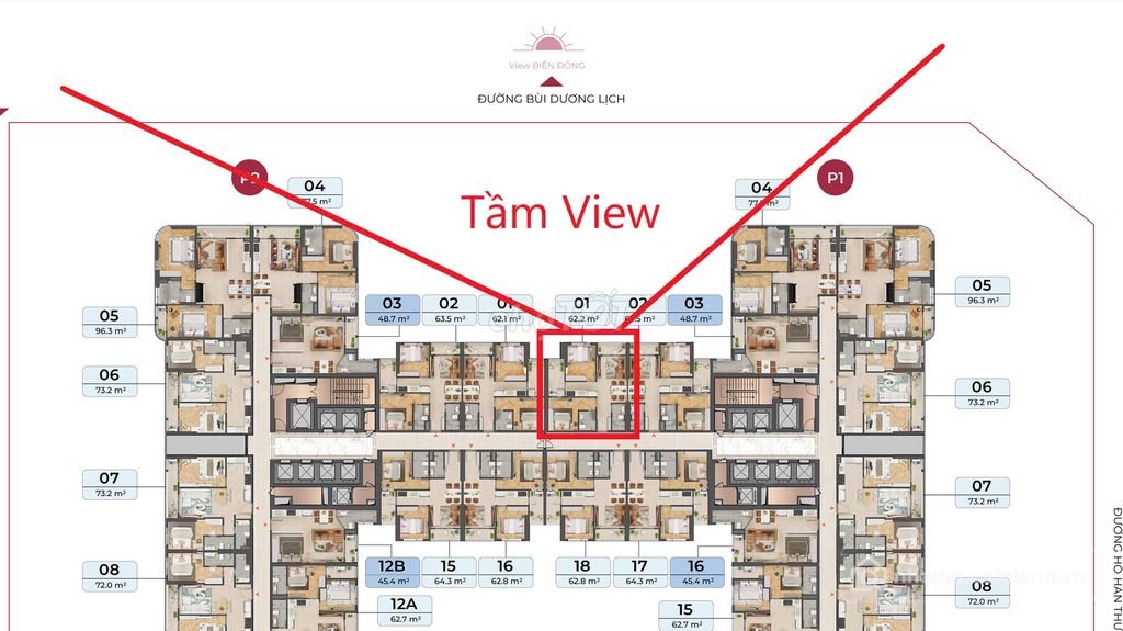 Bán căn hộ chung cư: Cần bán căn hộ 2PN 63,6m2, tầng 07 Peninsula Đà Nẵng, mặt s