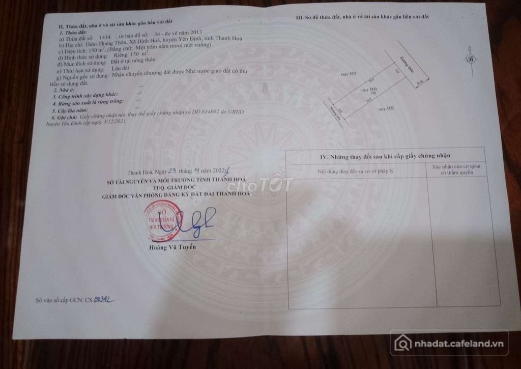 Bán đất thổ cư: Lô đất chính chủ muốn bán ạ
