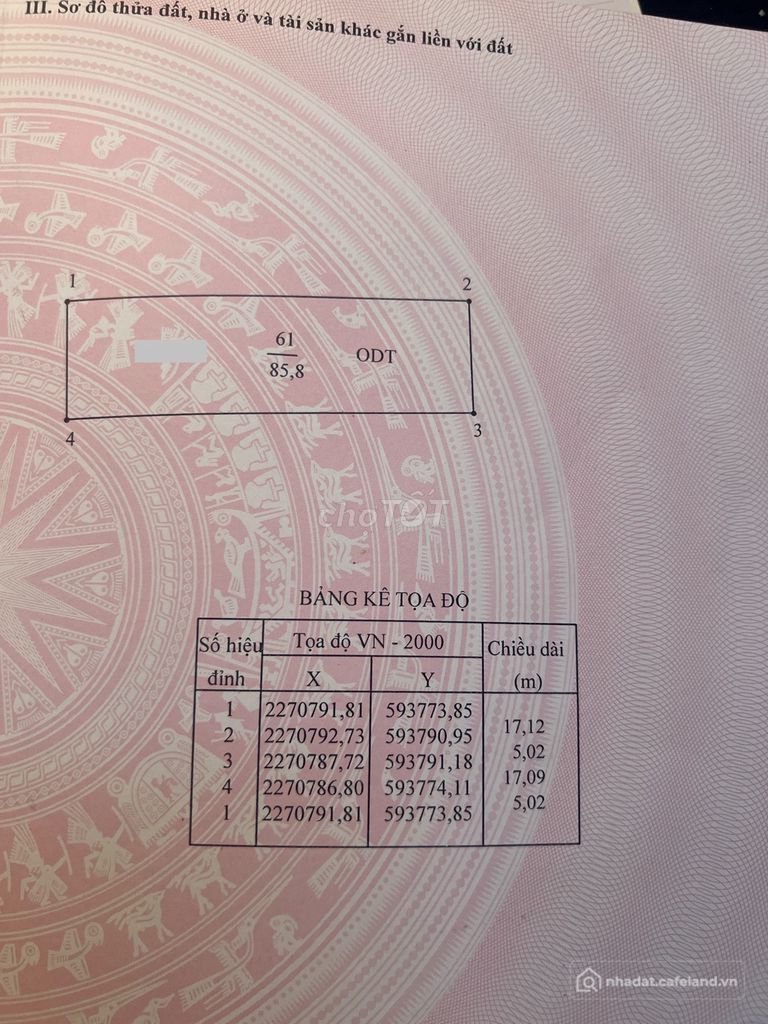 Bán đất thổ cư: ĐẤT SỔ CHÍNH CHỦ 85,8m2 Đường Đặng Quốc Kiều, Tp Phủ Lý, Hà Nam