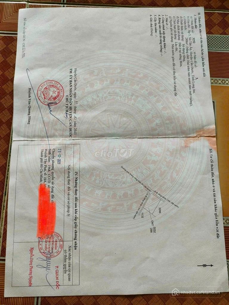 Bán đất thổ cư: Đất sổ đỏ 288m2 thổ cư, đường huyện 24,Cần Đước, long an