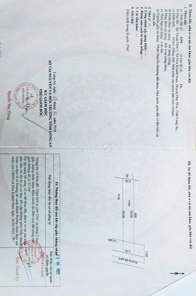 Bán đất thổ cư: Bán đất Đức Hoà Long An