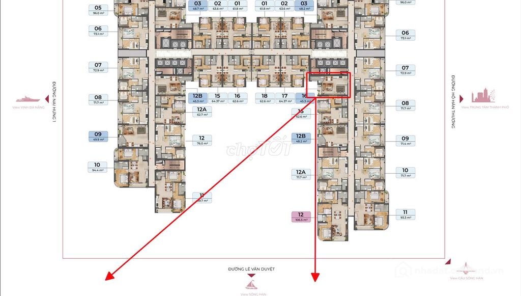 Bán căn hộ chung cư: Cần bán CH 1PN 45,3m2 tầng 27 Peninsula Da Nang, View Sông 