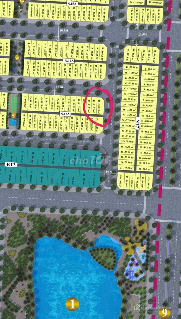 Bán đất nền dự án: Bán đất Lô góc N13A gần hồ tháp đồng hồ Rùa vàng City