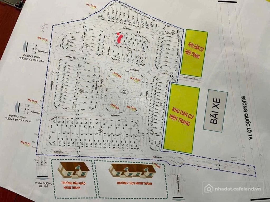 Bán đất thổ cư: Đất khu dân cư sau trường THCS Nhơn Thành