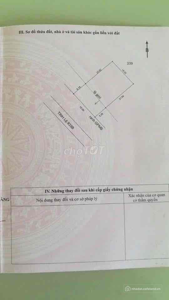 Bán đất nông, lâm nghiệp: Bán nền mặt tiền đường tỉnh lộ 933B thuộc huyện Cù Lao