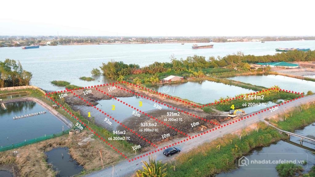 Bán đất thổ cư:  Đất ven sông sẵn thổ cư Tân Phú Đông – 850k/m²