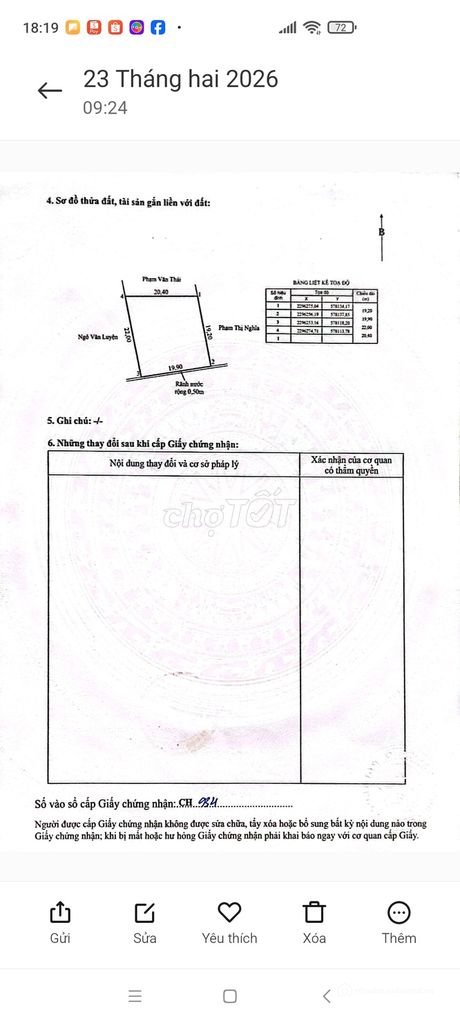 Bán đất thổ cư: 5tr/m2 đất giáp khu công nghiệp giang biên