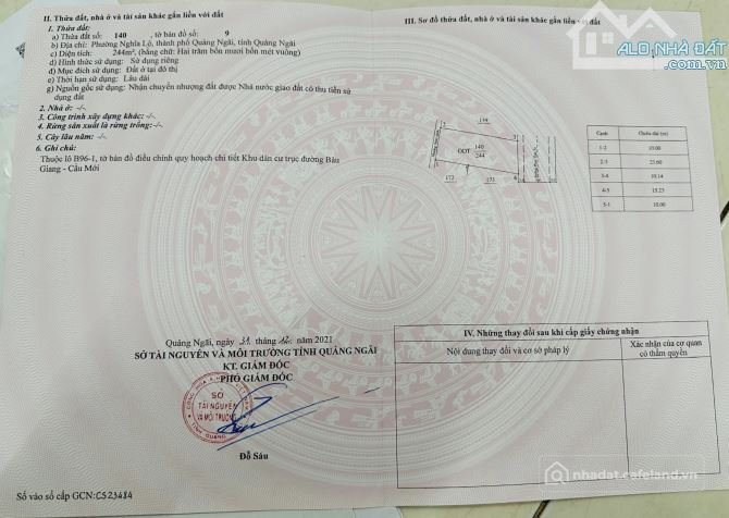 Bán đất thổ cư: Lô biệt thự mặt tiền Phan Thái uất khu Tây phan đình Phùng tp qu