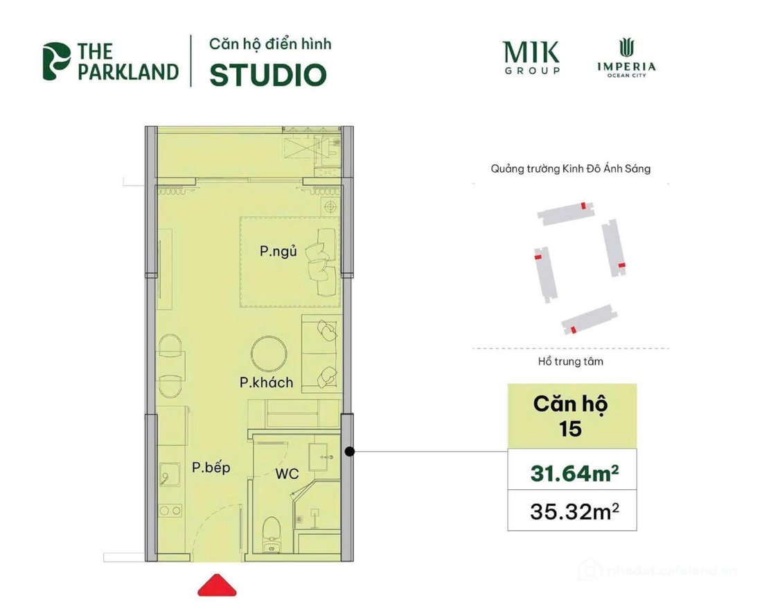 Bán căn hộ chung cư: Bán gấp căn studio 31,69m² view siêu thoáng The Parkland - 
