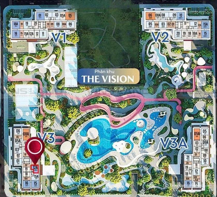 Bán căn hộ chung cư: Quỹ căn 2pn 2vs của the vision hướng đông nam view bể bơi &