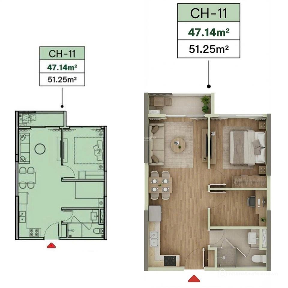 Bán căn hộ chung cư: Bán 1pn + 47m2 the parkland ocean city, kđt compound khép k