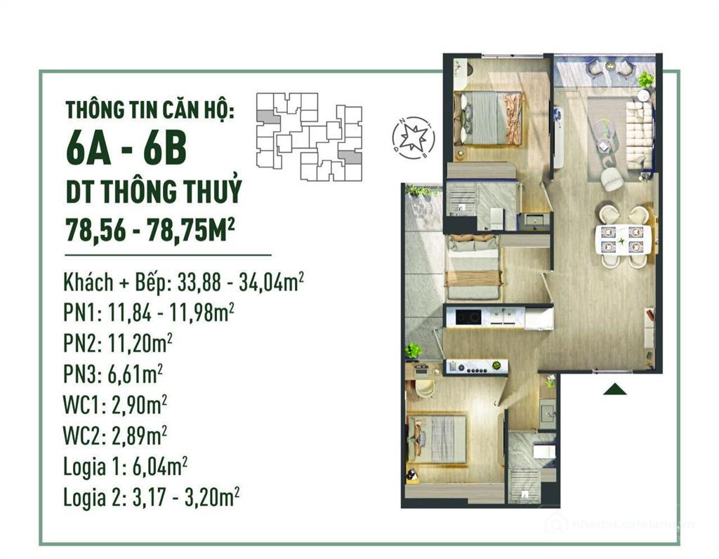 Bán căn hộ chung cư: Bán cc the fibonan ecopark, 5,3 tỷ, 79m2, 3n2wc giá tốt nhấ