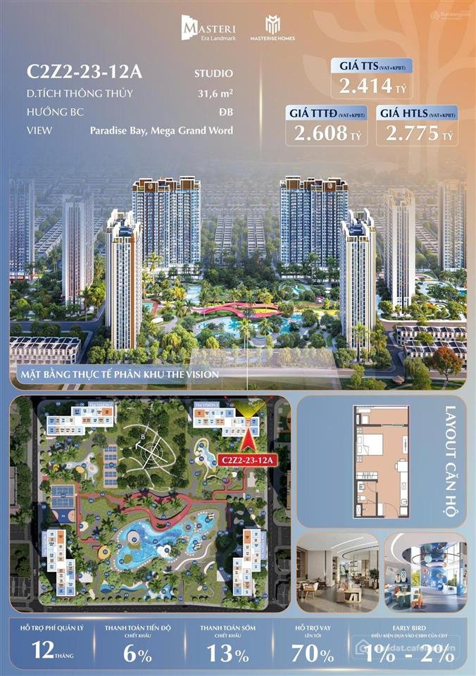 Bán căn hộ chung cư: C2z2.23.12a căn hoa hậu tòa v2 tại masteri era landmark. gi