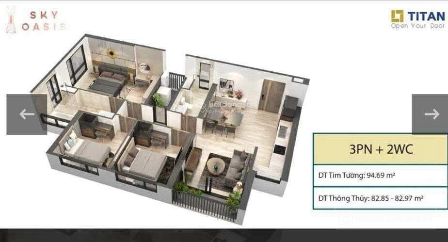 Bán căn hộ chung cư: Bán căn 3pn 2vs sky oasis ecopark full nội thất, giá tốt nh