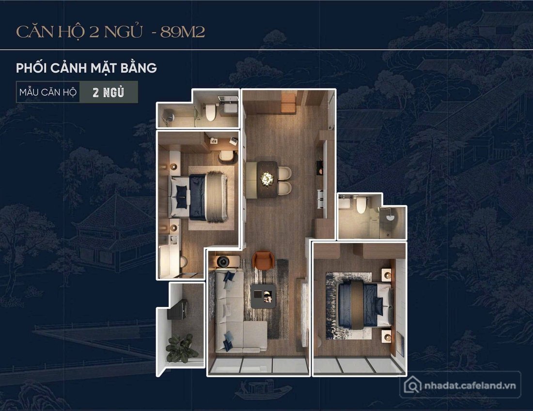 Bán căn hộ chung cư: 2PN Căn Góc Sunshine Legend, Tầng Trung Đẹp, View Sông Thoá