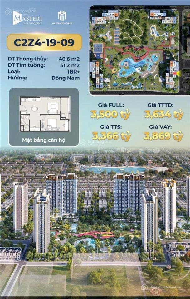 Bán căn hộ chung cư: Bán căn hộ 2n cc masteri era landmark, 3,36 tỷ 46,6 m2, giá