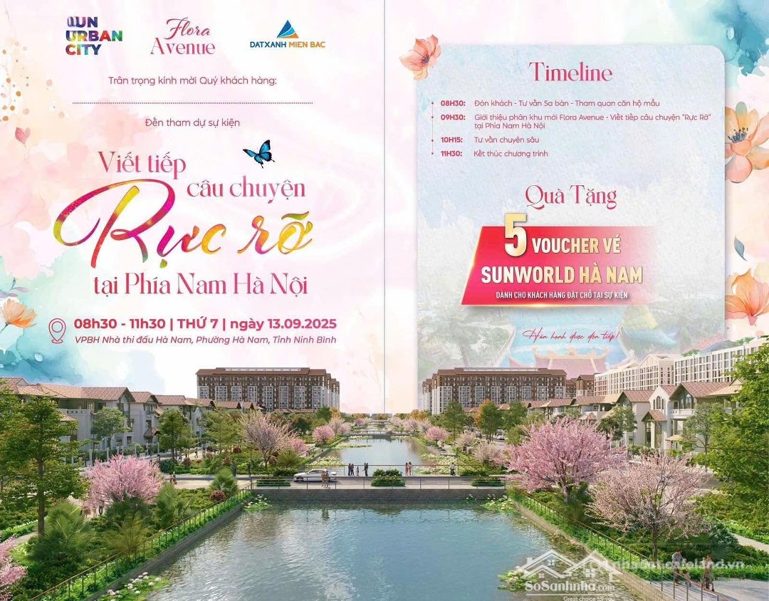 Bán nhà riêng: Chỉ Còn 1 Ngày Nữa Ra Mắt Phân Khu Flora Avenue Sun Urban City