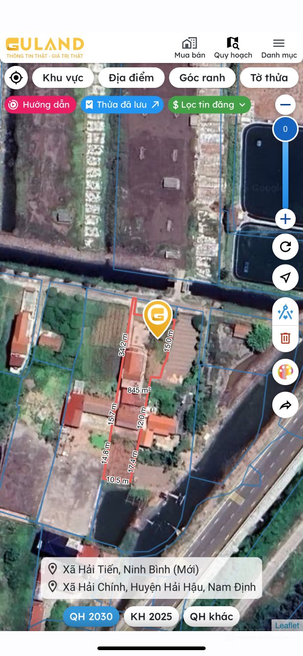 Bán đất thổ cư: Bán đất 840.4m² giá 8 tỷ Xã Hải Tiến