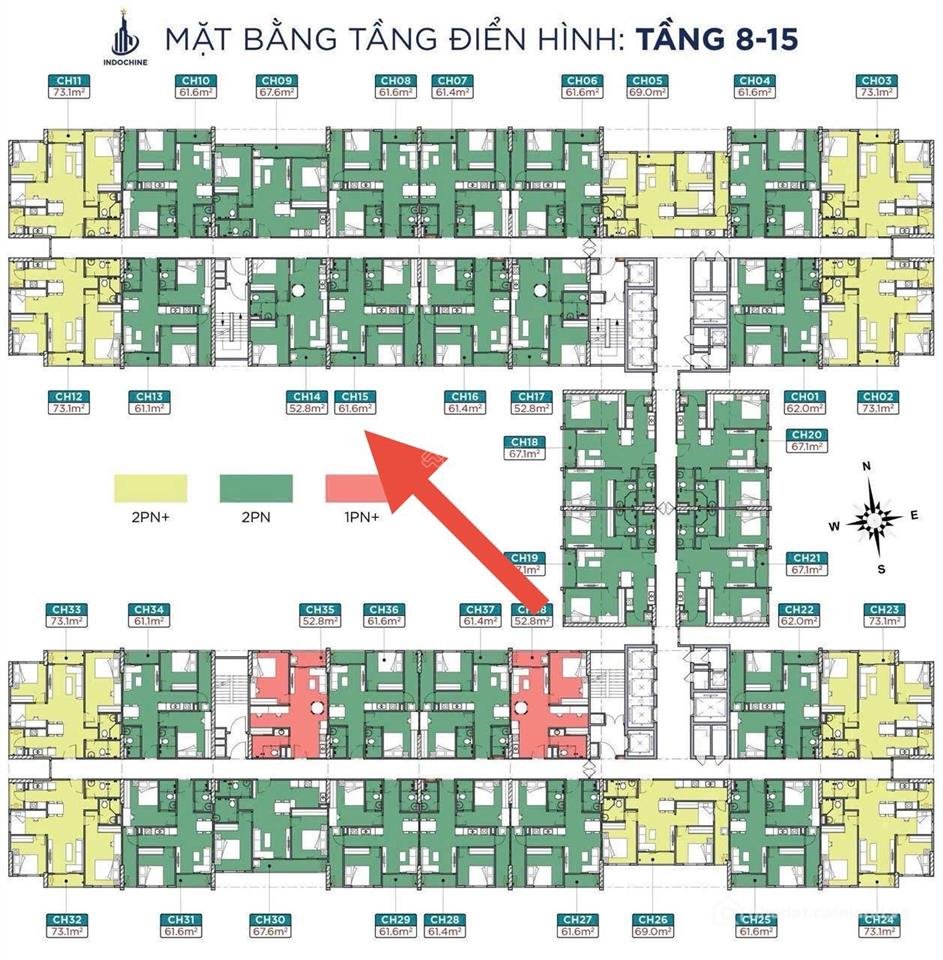 Bán căn hộ chung cư: Bán gấp căn hộ 61m2 tầng 12 hướng nam view hồ điều hoà giá 