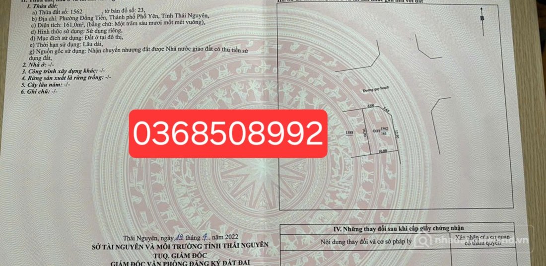 Bán đất thổ cư: Bán đất 161m² ngang 10m giá 3.6 tỷ Phường Vạn Xuân