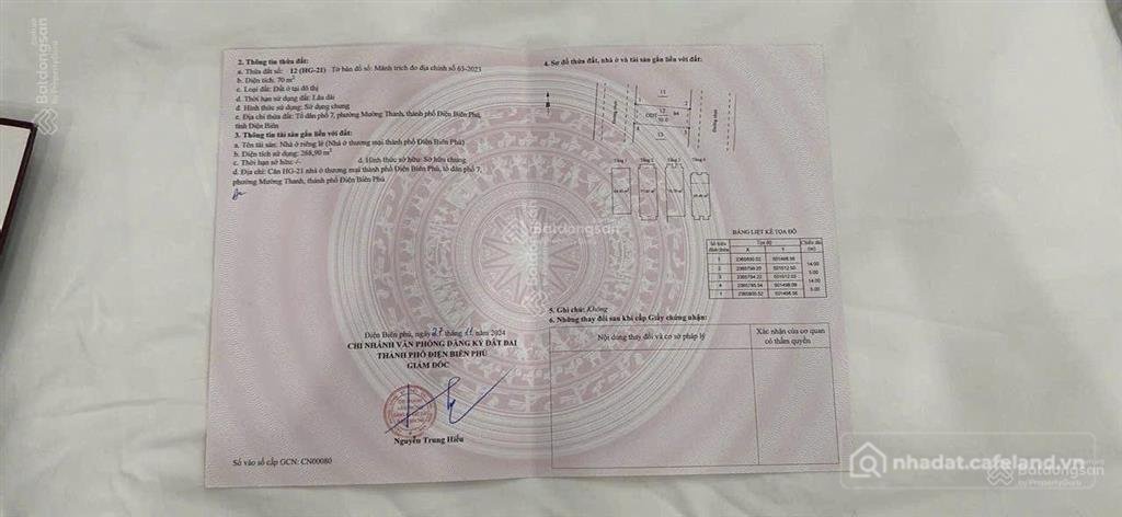 Bán nhà riêng: Chính chủ bán shophouse 70m2 vincom điện biên đã có sổ