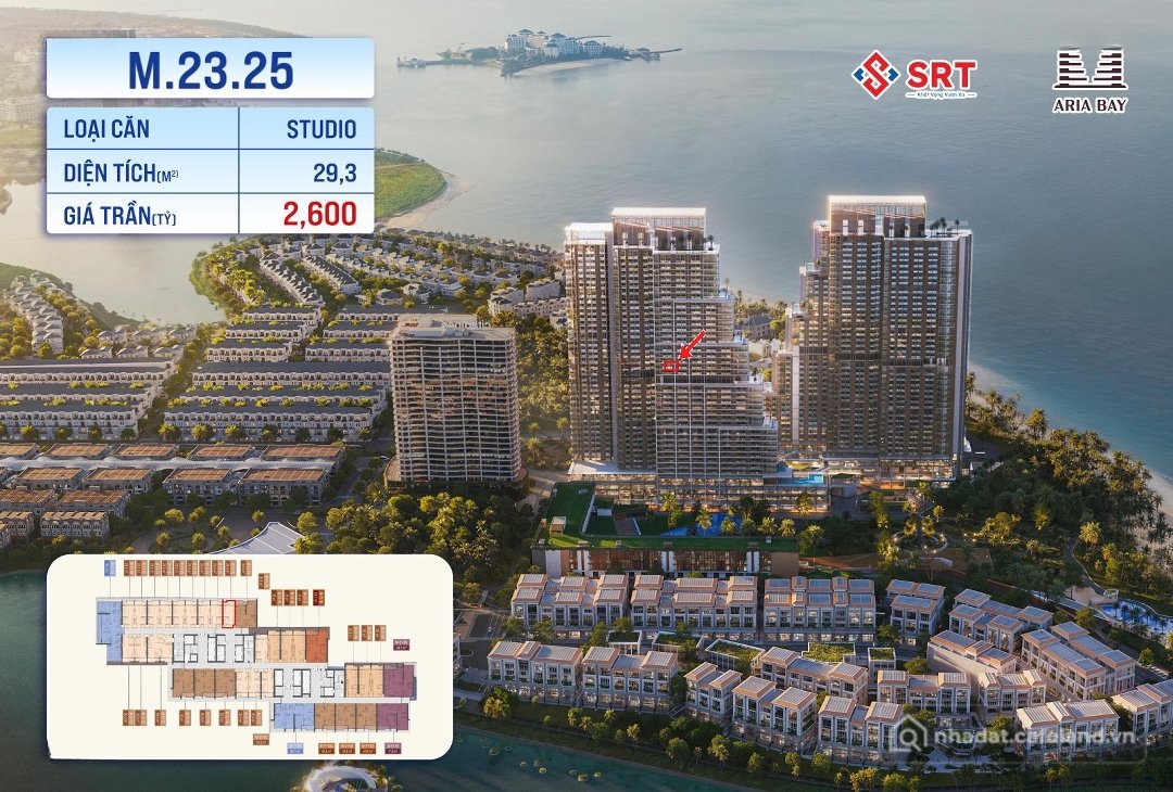 Bán đất thổ cư: Bán Studio Aria Bay Tower, Hùng Thắng, Hạ Long Trả Thẳng Chỉ 2,1