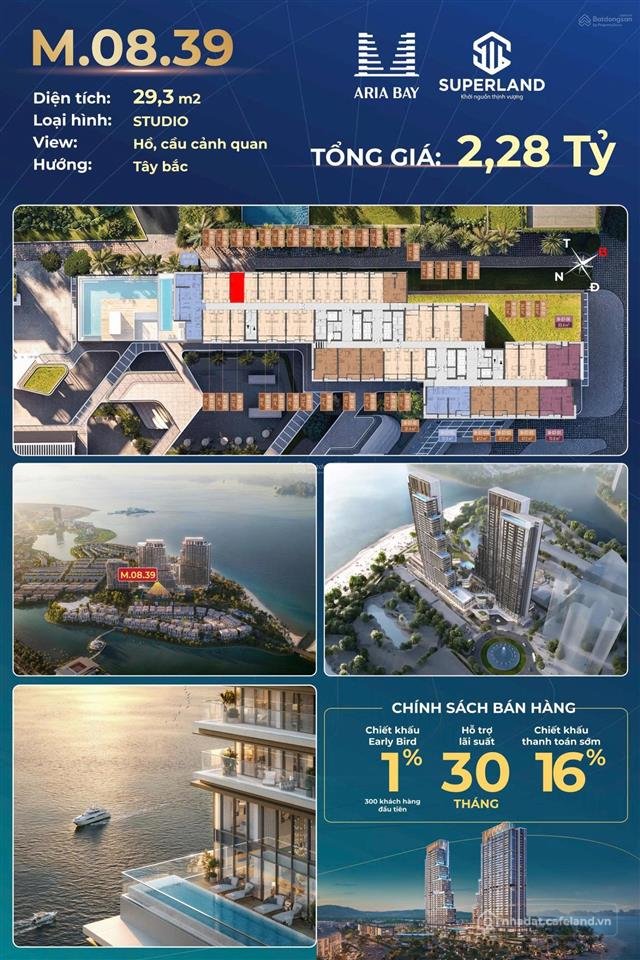 Bán căn hộ chung cư: Bán gấp cc aria bay tower, 2,29 tỷ, 29m2, 1pn, 1wc, hạ long