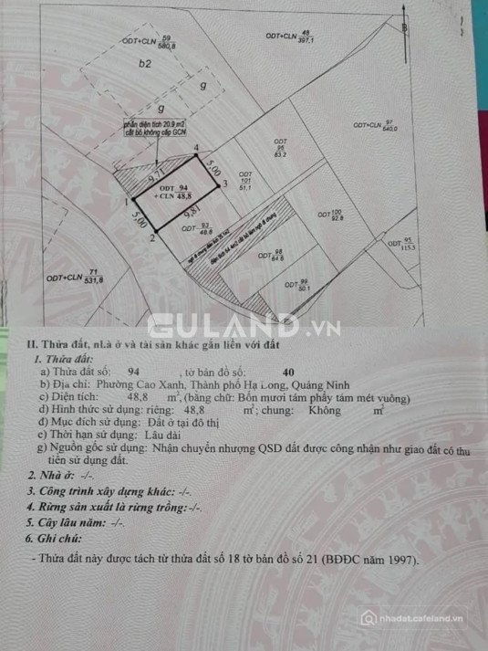 Bán đất thổ cư: Giá cắt lỗCHÍNH CHỦ BAN’ ĐẤT NGÕ 28 CAO XANH,HẠ LONG