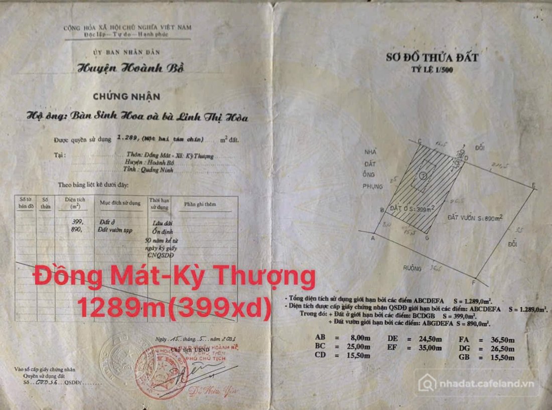 Bán đất thổ cư: BÁN ĐẤT VÀ RỪNG QUẾ LIỀN KỀ