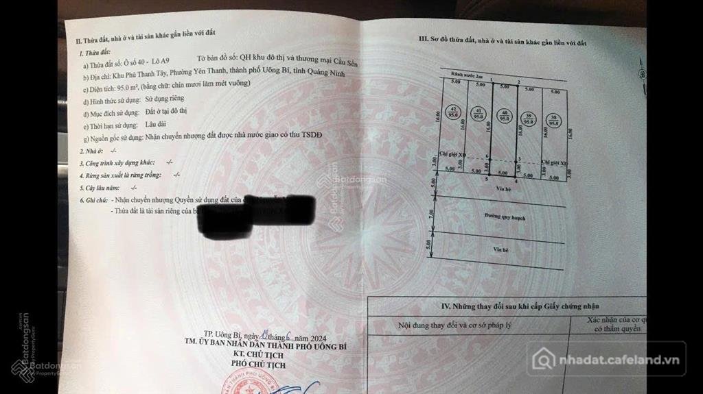 Bán đất thổ cư: Lô đất khu quy hoạch cầu sến, uông bí, quảng ninh, diện tích phù