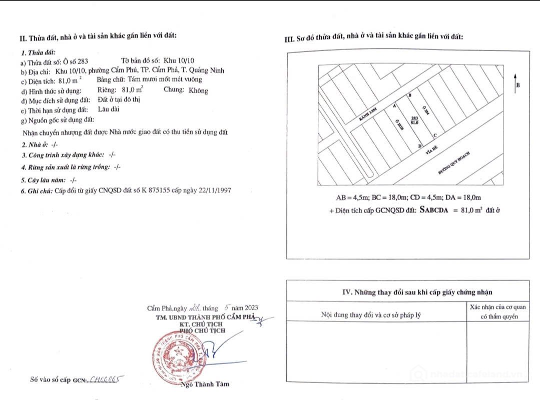 Bán đất thổ cư: CHÍNH CHỦ BÁN ĐẤT DỰ ÁN CẢNG 10.10 -CỤM CÔNG NGHIỆP PHƯỜNG CẨM P