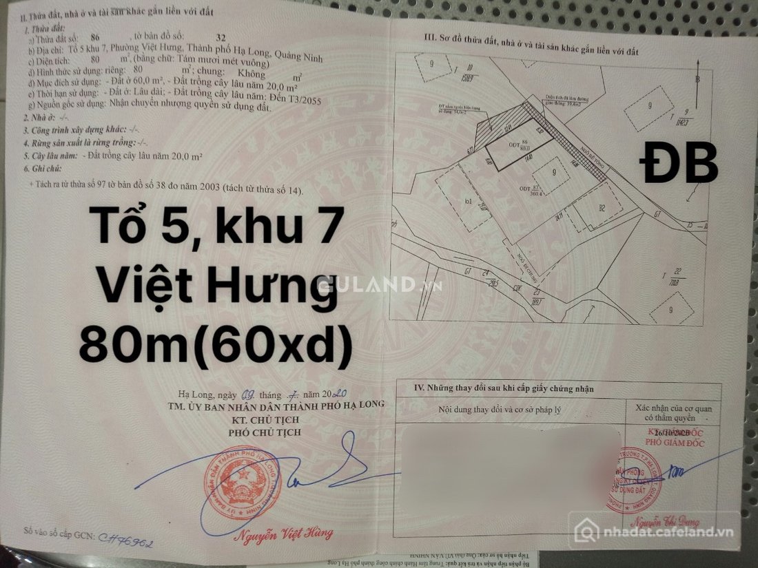 Bán đất thổ cư: Đât Thổ Cư Phường Việt Hưng