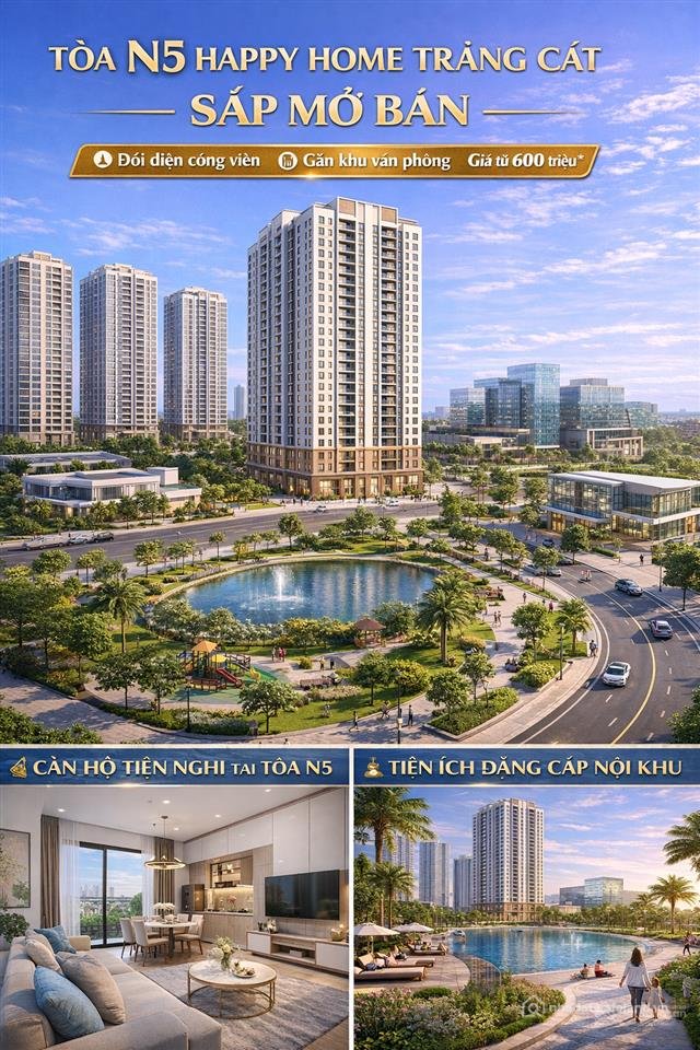 Bán căn hộ chung cư: N5 happy home tràng cát tòa trung tâm đẹp nhất dự án nhận đ