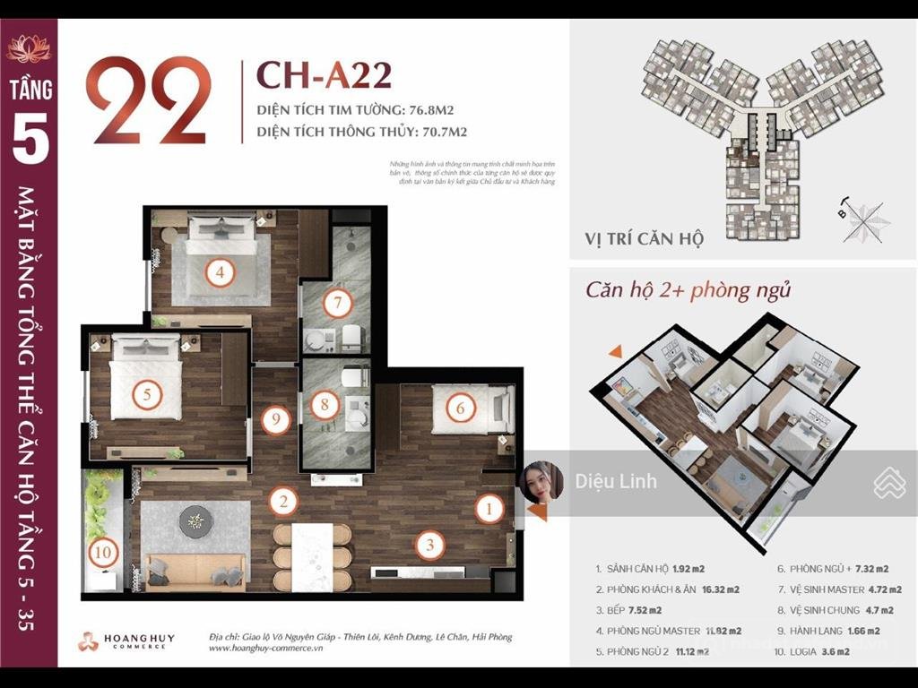 Bán căn hộ chung cư: Hàng hiếm! bán căn 2,5pn view aeon hoàng huy commerce toà l