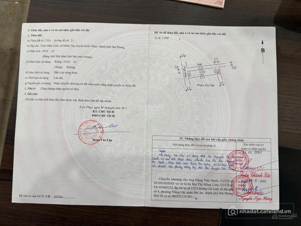 Bán đất thổ cư: Siêu phẩm 3 mặt tiền giá tốt tại minh tân, kiến thụy