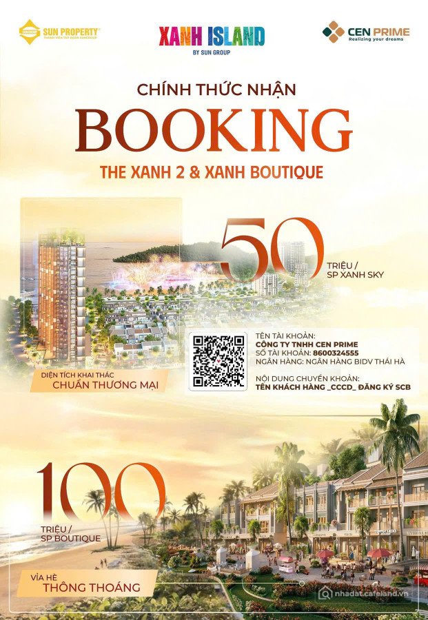 Bán căn hộ chung cư: Không thể bỏ lỡ XANH 1 VÀ XANH 2 tại dự án Sun Island Cát B