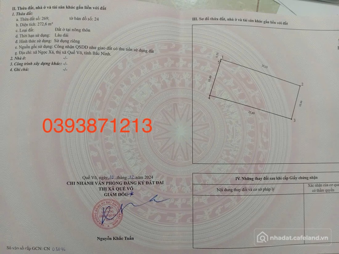 Bán nhà riêng: Bán nhà 272,6m² ngang 10,46m giá 5.4 tỷ Phường Đào Viên